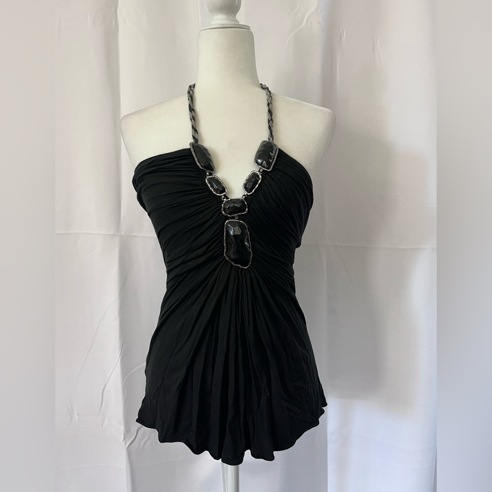 SKY womens top Size Medium - Beautiful large stone detail low cut halter straps